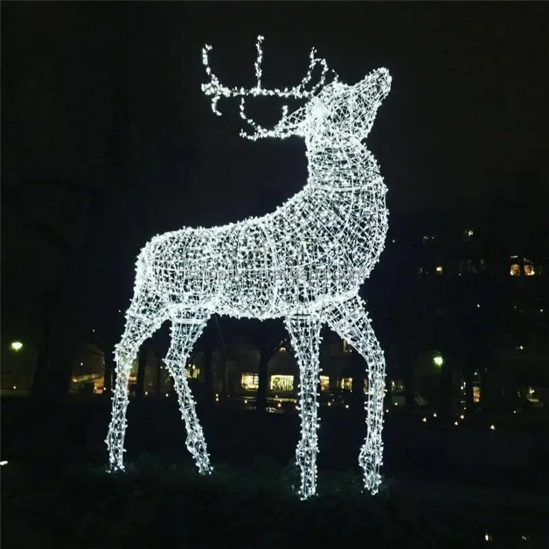 Decoración navideña luz LED tamaño real Reno navideño iluminado para jardín