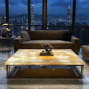 Hiện đại tự nhiên màu tím Onyx Ngọc Trà Bàn cà phê sáng chiếu sáng chất liệu cho phòng khách đồ nội thất Set - Product Image 2