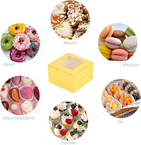Boîtes à biscuits en papier avec fenêtre petites boîtes de boulangerie 4x4x2.5 pouces Mini boîtes à gâteaux pour pâtisseries Cupcakes Desserts Donuts <span class=keywords><strong>Chocolat</strong></span> - Product Image 5