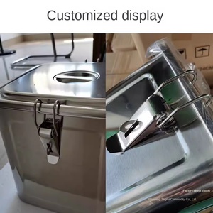 Cubo de Arroz Clásico de acero inoxidable, tapa gruesa, a prueba de humedad, cuadrado, Cubo de almacenamiento sellado para el hogar, ollas para sopa - Product Image 5