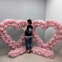 Arche de fleurs en soie en forme de cœur, rose pâle, faite à la main, LEDA, toucher naturel, pour mariage, Saint-Valentin
