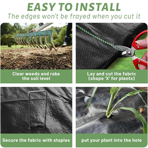 黒色PP素材100グラム地面カバー雑草バリアネット農業雑草マット地面カバー - Product Image 3