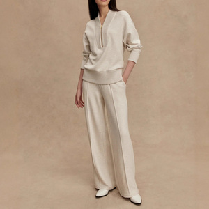 Completo da donna in maglia a <span class=keywords><strong>costine</strong></span>, giacca corta e pantaloni in <span class=keywords><strong>velluto</strong></span>, elegante set due pezzi di lusso con zip - Product Image 5