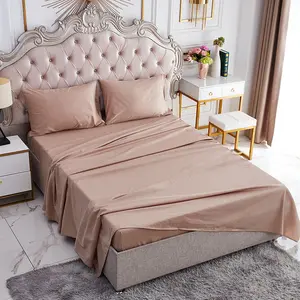 4PCS Drap Coton合身床单100% 棉床上用品套装酒店床罩