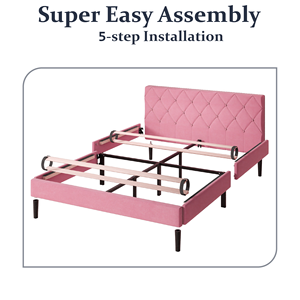 <span class=keywords><strong>Lit</strong></span> pour chambre <span class=keywords><strong>de</strong></span> fille, cadre <span class=keywords><strong>de</strong></span> <span class=keywords><strong>lit</strong></span> rose avec tête <span class=keywords><strong>de</strong></span> <span class=keywords><strong>lit</strong></span> rembourrée en tissu - Product Image 5