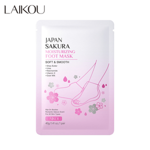 <span class=keywords><strong>Masque</strong></span> pour les pieds <span class=keywords><strong>hydratant</strong></span> et nourrissant LAIKOU Japan Sakura à l'urée et au lait de chèvre, élimination des peaux mortes et des callosités, outil de réparation des pieds, membrane - Product Image 1