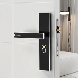 All-In-One Modern Black <strong>Lock</strong> Hardware Aluminum Alloy Acrylic Ambidextrous Door Lever <strong>Handle</strong> for Home Bedroom Apartment - Product Image 4