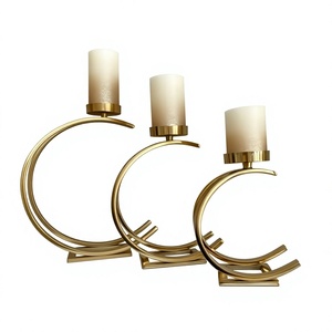 Modern gold Metal <b>Tea</b> <b>Light</b> Holder Candlestick Holder Set with Curved Design for Home Decoration - Product Image 1