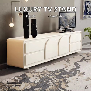 Meuble TV moderne en bois de luxe avec hauteur réglable pour petit appartement, salon ou chambre, combinable avec table basse - Product Image 5