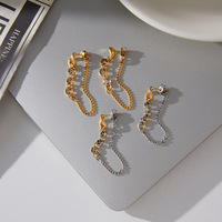 Boucles d'oreilles bicolores plaquées or 18 carats PVD, en acier inoxydable 316L, avec chaîne torsadée et maillons pendantes, pour femmes