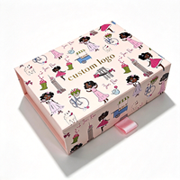 Boîte cadeau pliable de dessin animé, logo personnalisable, impression numérique, boîte de rangement magnétique de luxe pour robe de mariée, chemise, chaussures, vêtements de bébé