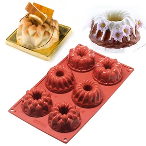 耐热不粘6腔松饼模具微波炉和洗碗机安全食品级硅胶蛋糕烘焙模具