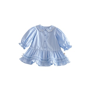 Vestito Camicia Stile Western per Bambina 2026 Nuova Collezione Primavera, Gonna Trendy per Bambini Stile Coreano con Colletto Ricamato a Bambola, 98% Cotone 2% - Product Image 5