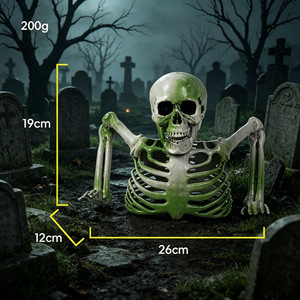 Décoration de buste de demi-squelette d'Halloween lumineuse, accessoire effrayant pour maison hantée, décoration de table créative - Product Image 5