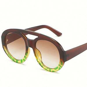 Gafas de Sol Redondas con Doble Puente, Estilo Piloto Punk, con Degradado de Color Vintage 2023, Protección UV400, para Hombre y Mujer - Product Image 1