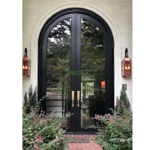 高級デザイン外装玄関鉄製ドアハウスパティオ両開き錬鉄製ドアセキュリティフロント玄関錬鉄製ドア