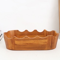 Boîte de rangement portable à un seul niveau en bois d'acacia naturel et plateau de service alimentaire pour la maison, la cuisine, le bureau et la table