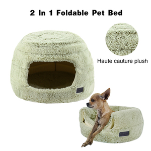 Soft cats cave bed pet bed house little puppy house warming plush pink light grey cute cat igloo - Product Image 5
