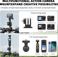 Soporte para Motocicleta BRDRC Insta360 X4/X5/X6, Abrazadera para Manillar, Kit de Palo Selfie Invisible para Accesorios de Cámara OSMO 360