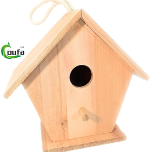 Mangeoire à oiseaux Nid de pigeon suspendu naturel Nichoir en bois bon marché avec toit amovible - Product Image 2