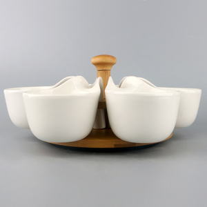 Sei <span class=keywords><strong>tapas</strong></span> ciotole in ceramica set di ceramica manico di un cucchiaio con base di bambù - Product Image 6