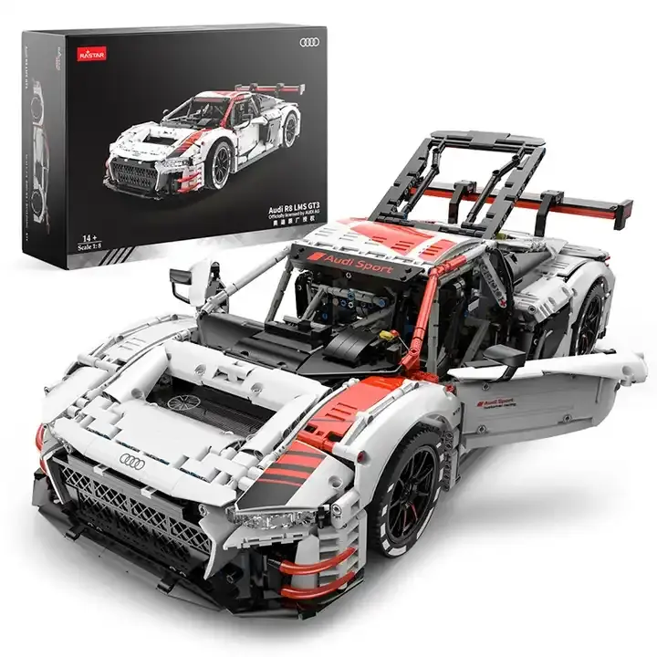 Venta caliente Rastar 99310 1:8 Super coche de carreras eléctrico montaje técnico RC MOC Juguetes de bloques de construcción