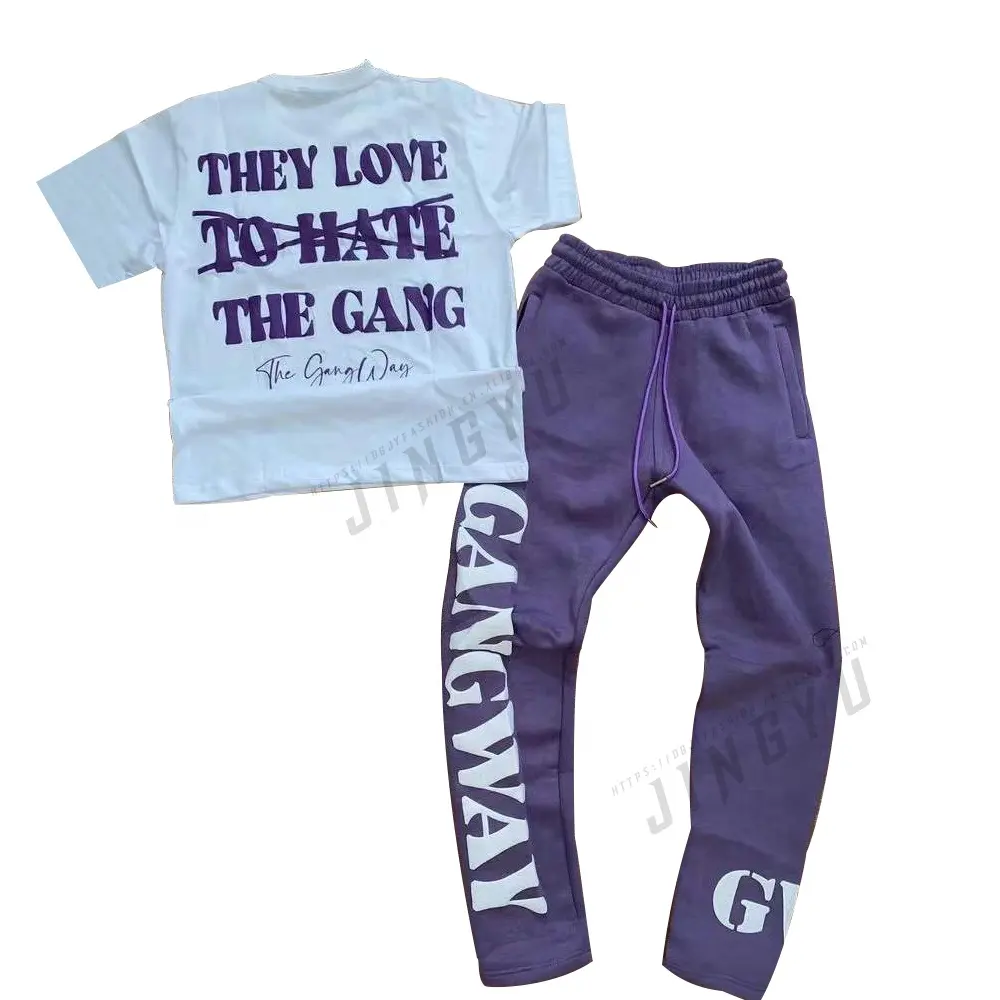 Custom 3D Puff Printing T shirt Pant Set men jogging tracksuit Street Style jogging suits unisex fashion men sets