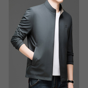 Nouvelle veste à col pour homme, décontractée, de couleur unie, avec fermeture éclair, cardigan, veste de sport pour la course à pied, confortable et respirante - Product Image 5