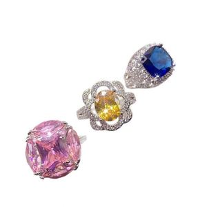 Full Diamond Inlaid Zircon Color-preserving Gemstone <b>Ring</b> Mix Bulk Gemstone Opening <b>Adjustable</b> <b>Ring</b> Micro-Inlaid Zircon <b>Ring</b> - Product Image 5