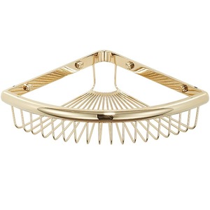 Étagère d'angle triangulaire standard pour salle de bain, en cuivre plaqué or, panier de rangement mural pour douche et toilettes - Product Image 5