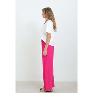 Puane Women's High Waist Wide Leg Fuchsia Trousers - Comfortable and Trendy Fashion <b>Pants</b> for Everyday Wear - Product Image 3