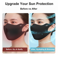 Masque d'été anti-UV UPF50 en tissu gaufré nid d'abeille avec motif à carreaux, voile facial Kini en soie glacée pour femme