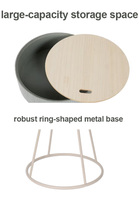 Petite table de chevet ronde avec plateau de rangement amovible et base en métal robuste en forme d'anneau, table d'appoint pour chambre à coucher, salon