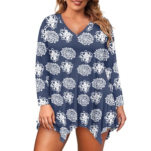 6xl personnalisé femmes <span class=keywords><strong>grande</strong></span> <span class=keywords><strong>taille</strong></span> 3/4 manches coupe ample Flare balançoire <span class=keywords><strong>tunique</strong></span> hauts Floral grand basique t-shirt chemisiers et chemises pour femmes - Product Image 2