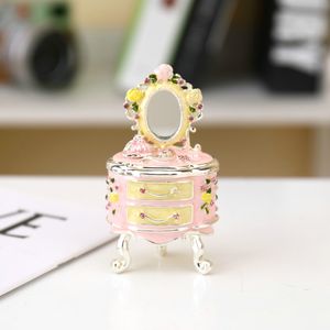 โต๊ะเครื่องแป้ง SHINNYGIFTS ดีไซน์เฉพาะตัว พร้อมกระจก กล่องใส่ของกระจุกกระจิกเคลือบสีมือ กล่องโลหะประดับอัญมณีแบบมีบานพับ เหมาะสำหรับเป็นของขวัญสำหรับครอบครัว - Product Image 2