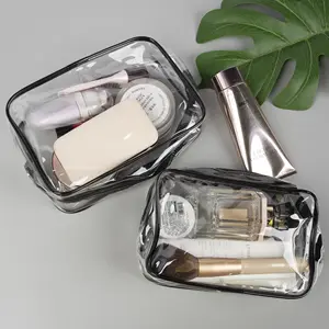 Customized Logo Travel Toiletry Bags Transparent PVC TPU Zip Small Large Cosmetic Bag Pouch Clear Make Up