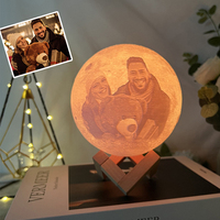 Lampe de Nuit Lune Imprimée en 3D 16 Couleurs, Télécommande Tactile, LED Personnalisée, 10-20CM, Photo/Texte, Personnalisé