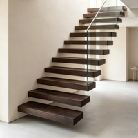 Escalier flottant moderne en bois massif, sans cadre, minimaliste, droit, solution d'escalier écologique pour intérieur et extérieur