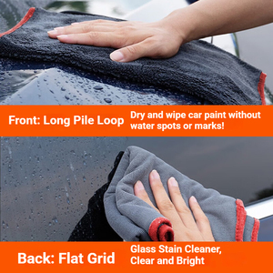 Paño de Microfibra Personalizado con Logotipo, 900 GSM, Premium, Borde Rojo, de una Sola Cara, 40*60 60*160, para Pulir Autos, con Bucle Trenzado, Toalla de Secado - Product Image 3