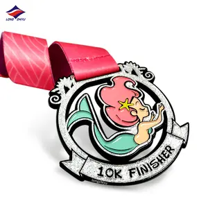 Longzhiyu 17 años corriendo medallas que hacen fábrica personalizada 10K arcoíris maratón deporte medallas coloreadas metal logo medallas