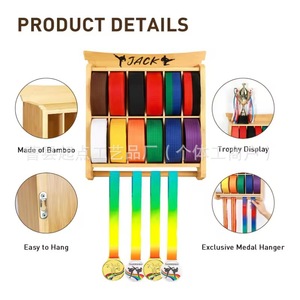Wooden Taekwondo Belt <b>Rack</b> Two Layer Wall Mounted For Home Gym Use - Product Image 5