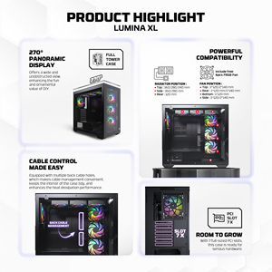 Fantech เคส CG87เกม <span class=keywords><strong>ATX</strong></span> 425มม. GPU, เคสพีซีกระจกนิรภัยติดผนังแบบพาโนรามา270องศา - Product Image 4