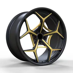 Custom Color Matte Yellow Golden and Matte black Wheels 5 Spoke Pcd 5*114.3 Forged Rims 18-24 Inch Customized Rims