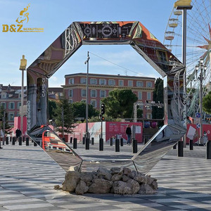 Ville hôtel Plaza extérieur décorer moderne métal polonais Art abstrait grande sphère en acier inoxydable avec bague Statue Sculpture - Product Image 4