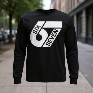 Camiseta de Manga Larga Six Seven Negra con Diseño Gráfico, Prenda Unisex - Product Image 3