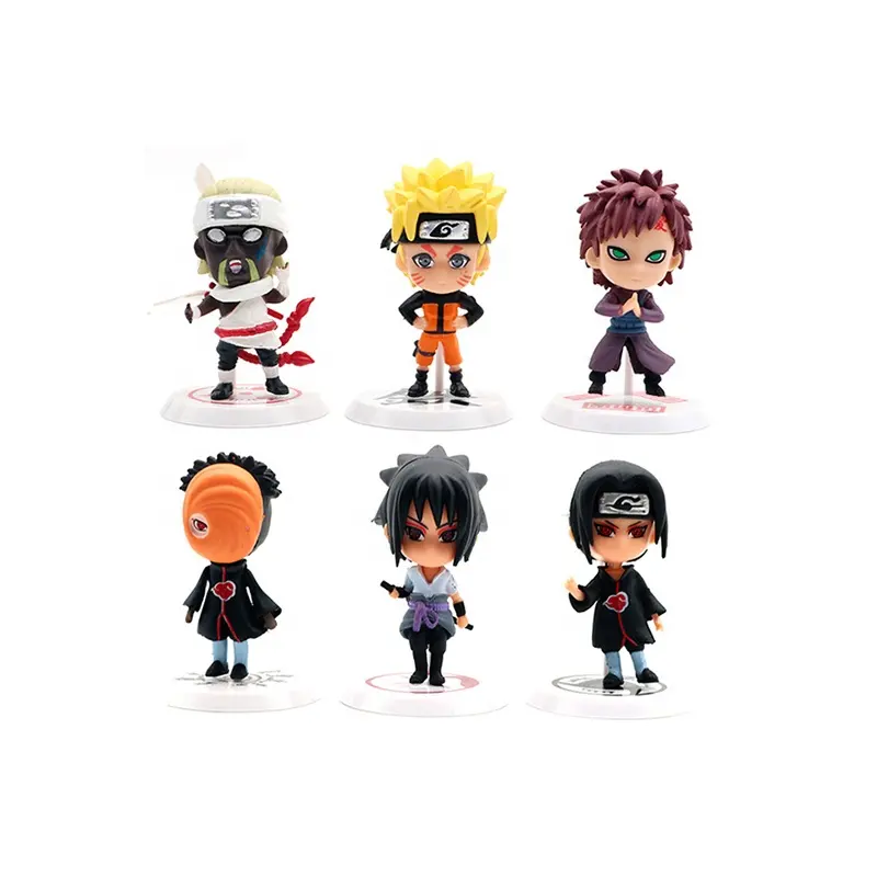 6Pcs Kinderen Cijfers Speelgoed Kakashi Sasuke Garage Desktop Decoratie Kits Auto Tafel Decor Ornament Anime Action Figure Speelgoed