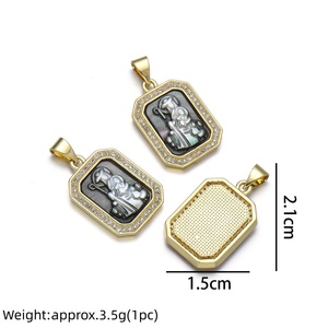 YH2073 Pendentif vintage en <span class=keywords><strong>coquillage</strong></span> naturel plaqué or avec micro-pavé de zircon cubique, breloques Saintes pour bijoux DIY femme - Product Image 6
