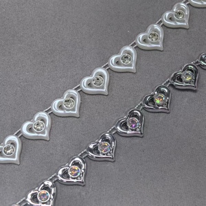 Accessoires vestimentaires ZSY, garnitures en perles acryliques dorées et argentées faites à la main, garnitures en forme de papillon, de cœur, de coquille, strass, chaîne en résine - Product Image 4