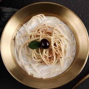 Ciotole in acciaio inossidabile piatti personalizzati zuppa vassoio da portata largo bordo profondo Spaghetti piatti - Product Image 3