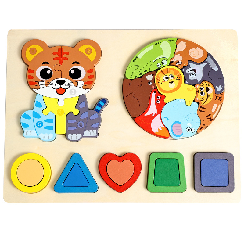 Three-in-one shape tiger puzzle
